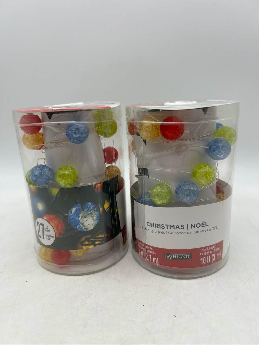2-sets Battery Operated Christmas LED String Lights 10ft Ea Multicolored Balls